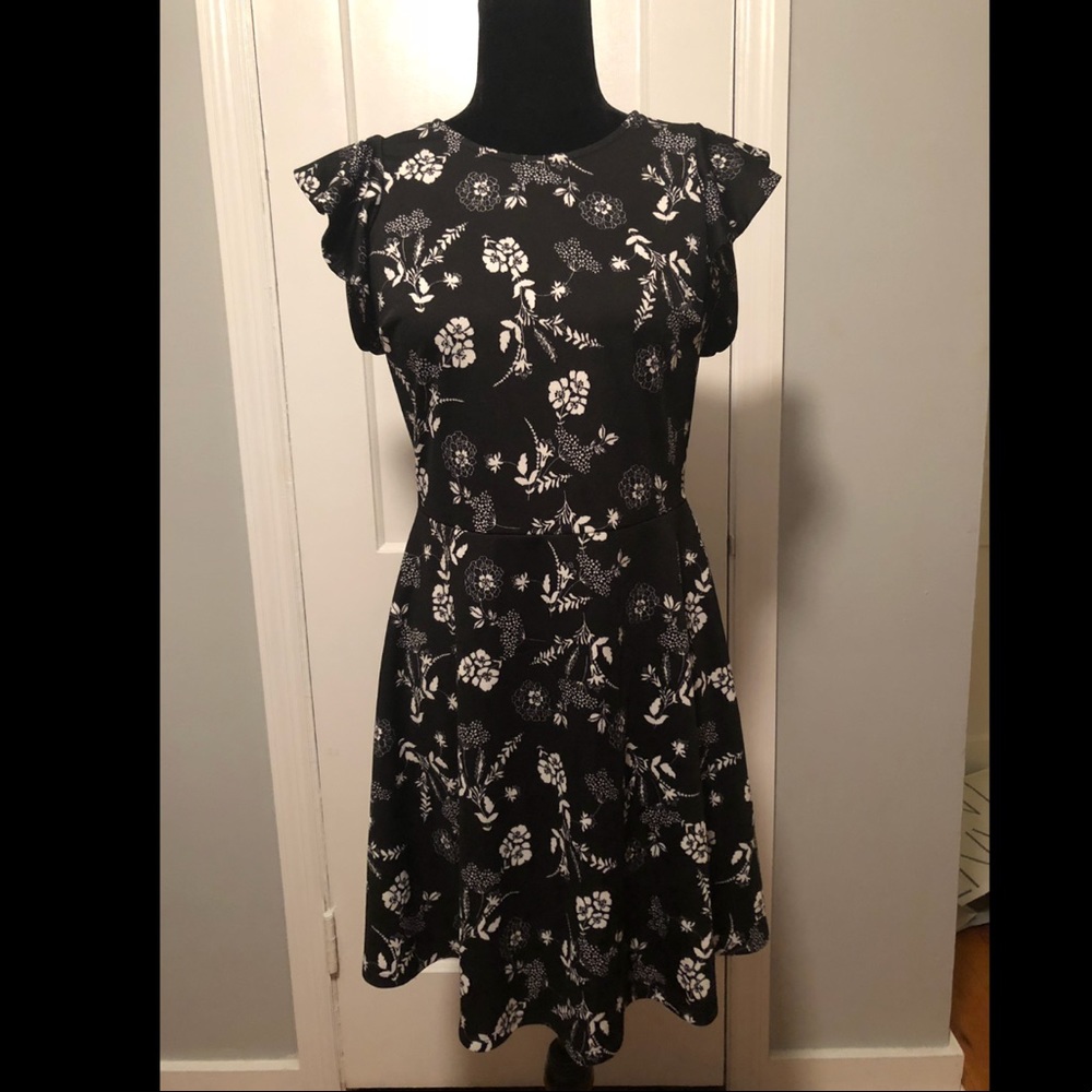 Black floral flounce dress